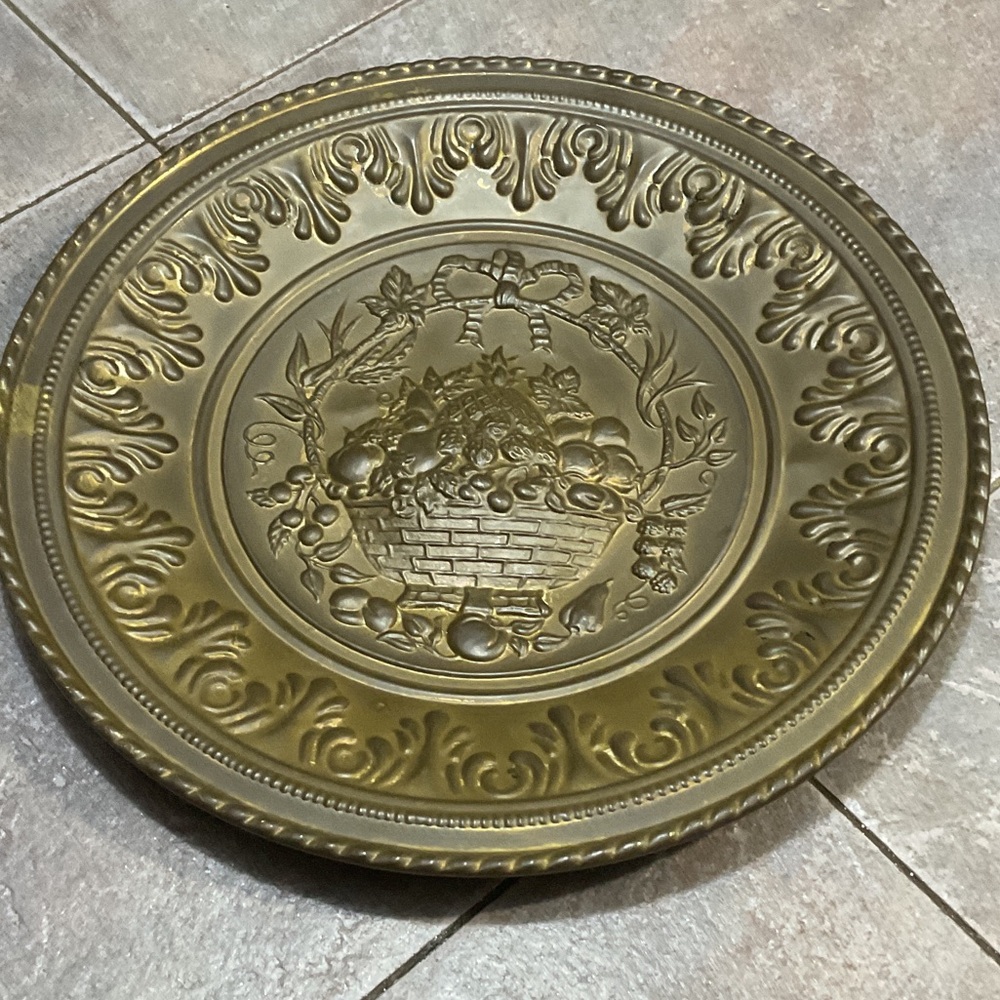 Ornate Gold Decorative Plate Brass